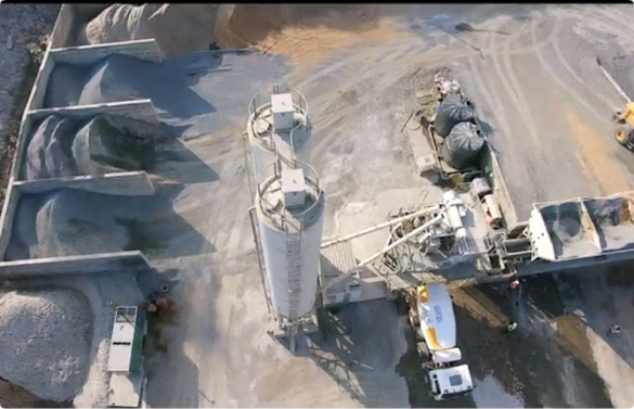 Aerial view concrete batching plant